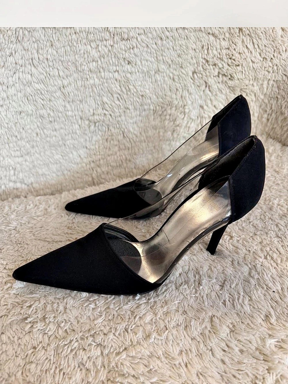 Stuart Weitzman black and PVC pumps